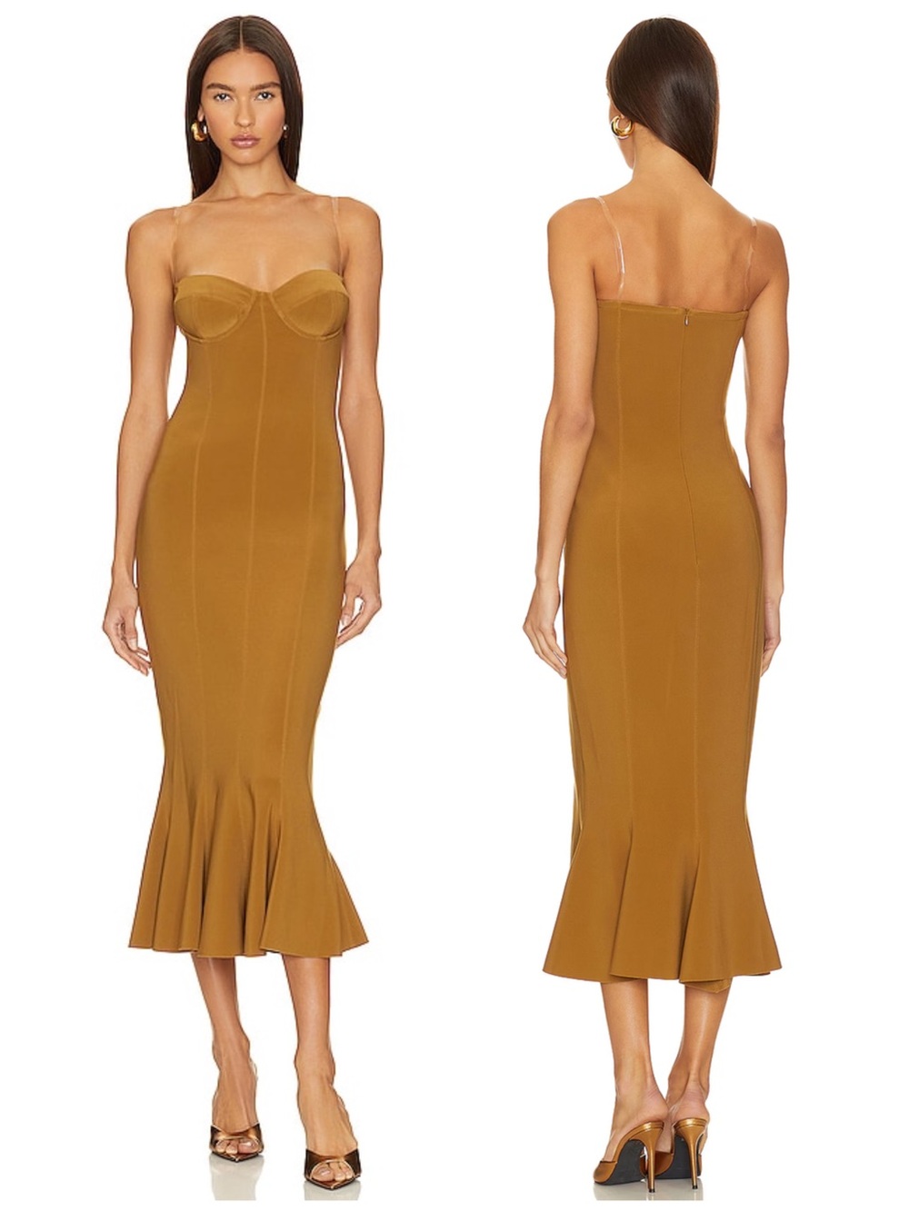 Norma Kamali Corset Woods Strapless Mermaid Cocktail Midi Dress NWT $545